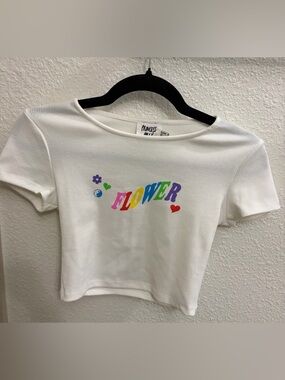 Princess Polly White Ribbed Graphic Baby Tee